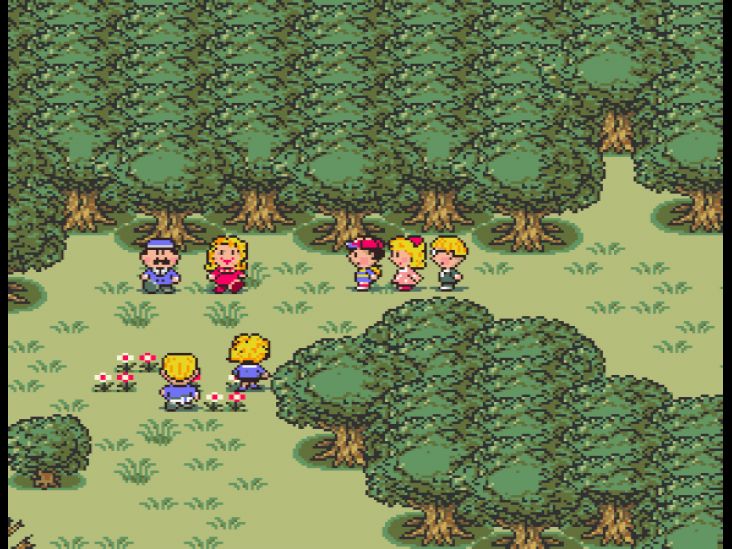 Residents of Threed have gathered to thank Ness and his friends for getting rid of the zombies.