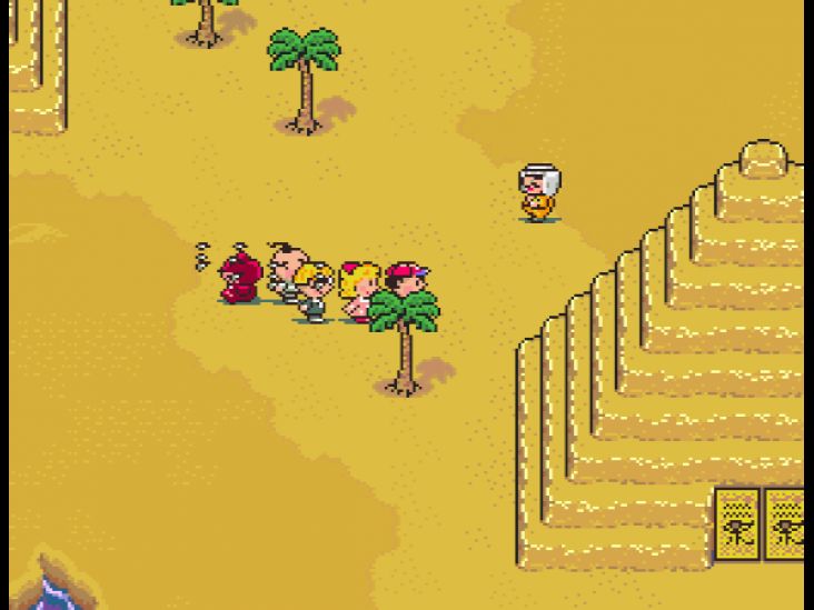 Ness and his friends approach the pyramid south of Scaraba.