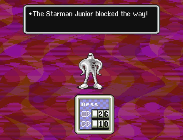 Read the stats and strategies for defeating the Starman Junior from EarthBound, a game by Shigesato Itoi for the Super NES.