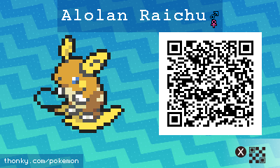 Alola Raichu QR Code for Pokémon Sun and Moon