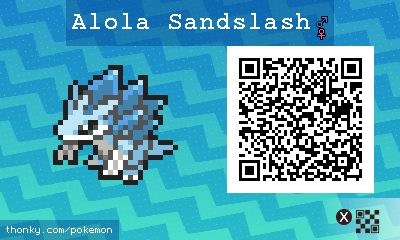 Alola Sandslash QR Code for Pokémon Sun and Moon
