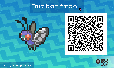 Butterfree ♀ QR Code for Pokémon Sun and Moon QR Scanner