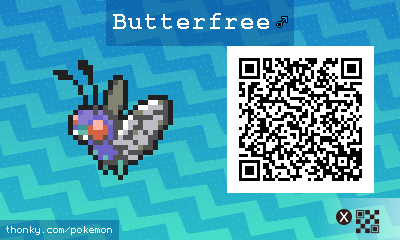 Butterfree ♂ QR Code for Pokémon Sun and Moon