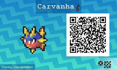 Carvanha QR Code for Pokémon Sun and Moon QR Scanner
