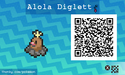 Alola Diglett QR Code for Pokémon Sun and Moon
