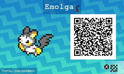 Emolga QR Code for Pokémon Sun and Moon QR Scanner