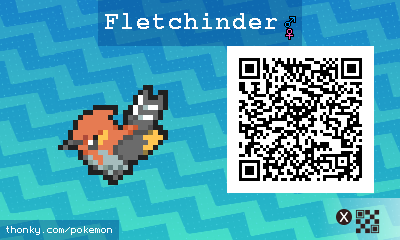 Fletchinder QR Code for Pokémon Sun and Moon QR Scanner