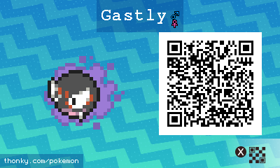 Gastly QR Code for Pokémon Sun and Moon