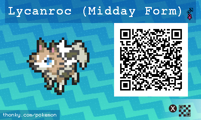 Lycanroc (Midday Form) QR Code for Pokémon Sun and Moon QR Scanner
