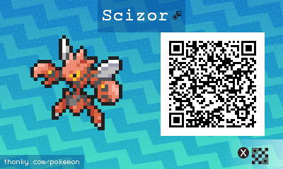 Scizor ♂ QR Code for Pokémon Sun and Moon QR Scanner
