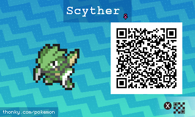 Scyther ♀ QR Code for Pokémon Sun and Moon QR Scanner