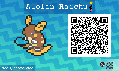 Shiny Alola Raichu QR Code for Pokémon Sun and Moon
