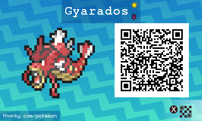 Shiny Gyarados ♀ QR Code for Pokémon Sun and Moon