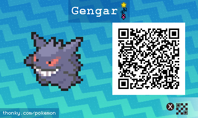 Shiny Gengar QR Code for Pokémon Sun and Moon