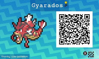 Shiny Gyarados ♂ QR Code for Pokémon Sun and Moon