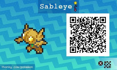 Shiny Sableye QR Code for Pokémon Sun and Moon QR Scanner