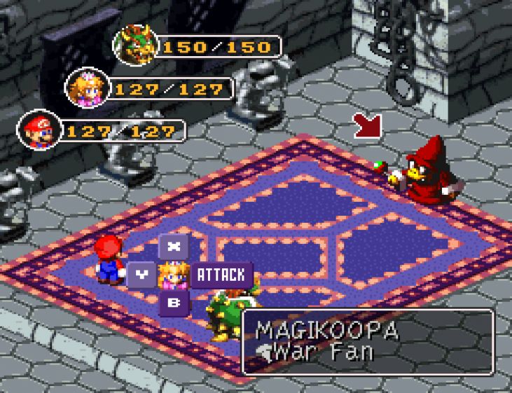After you make your way through the traps, puzzles, and battles in Bowser's Keep, you confront Magikoopa.