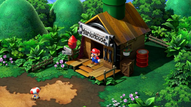 After the events at Bowser's Keep, Toad meets you at your house.