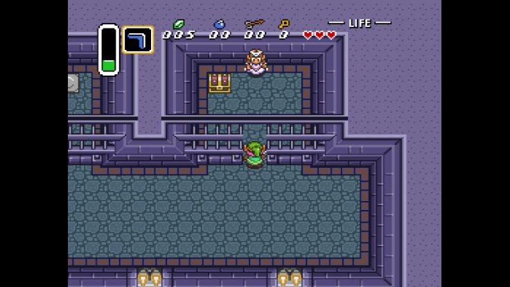 Link unlocks the door of Zelda's jail cell in Hyrule Castle.