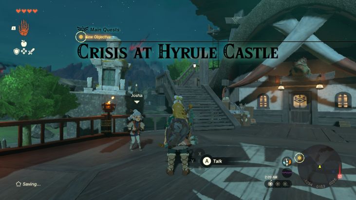 At Lookout Landing, you meet Purah, who asks you to meet the search party at Hyrule Castle.