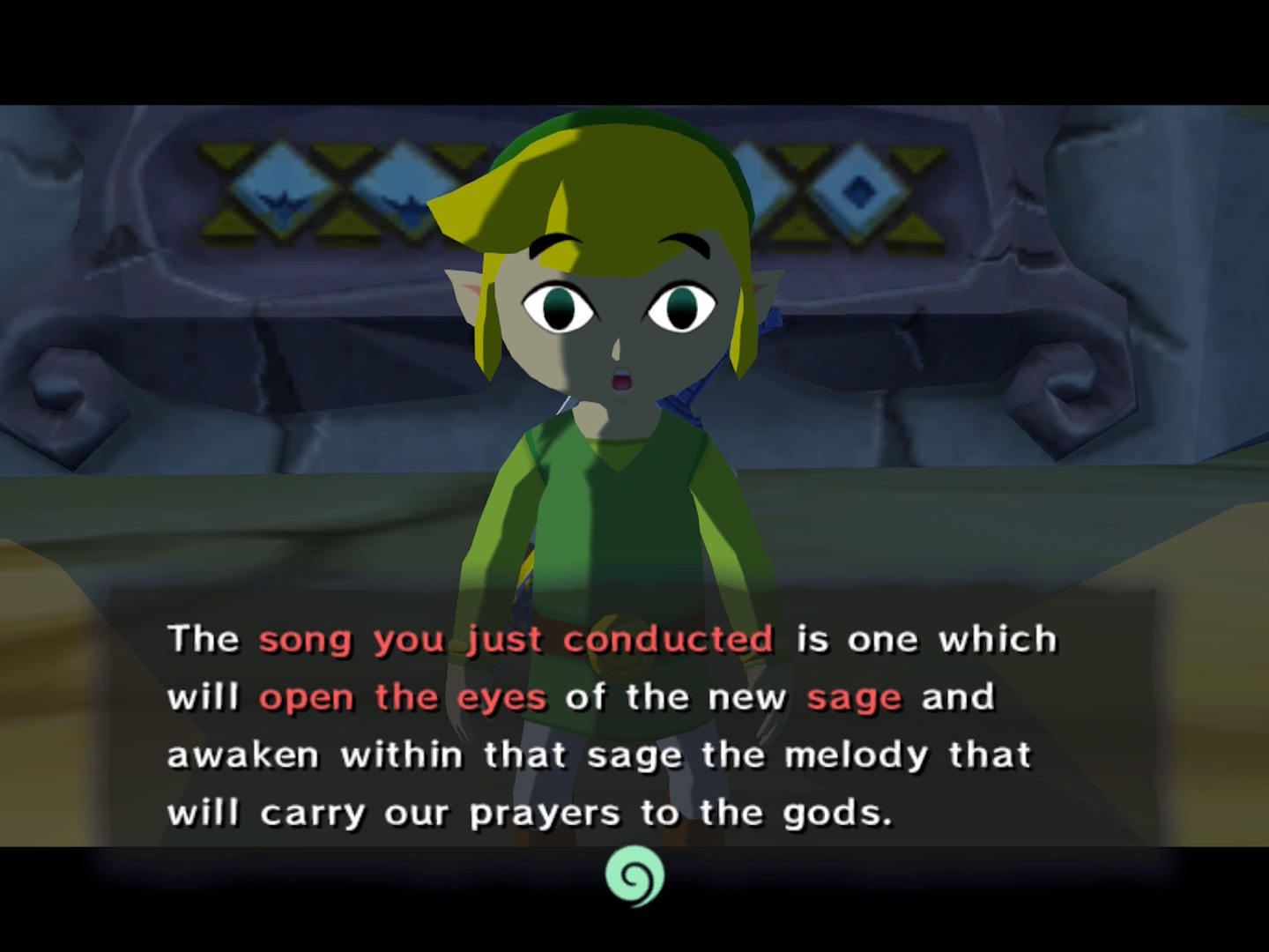 Using the Earth God's Lyric, Link awakens someone to their true nature as a sage. Using the Earth God's Lyric, Link awakens someone to their true nature as a sage.