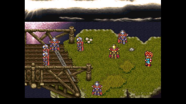 Crono and his friends arrive at Zenan Bridge, where soldiers have gathered.