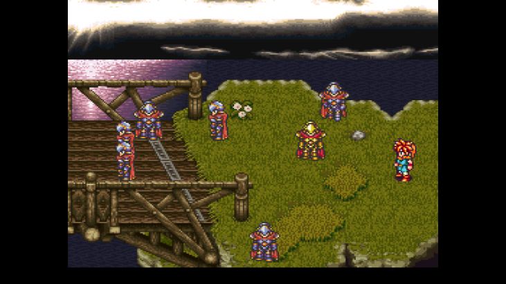 Crono and his friends arrive at Zenan Bridge, where soldiers have gathered.