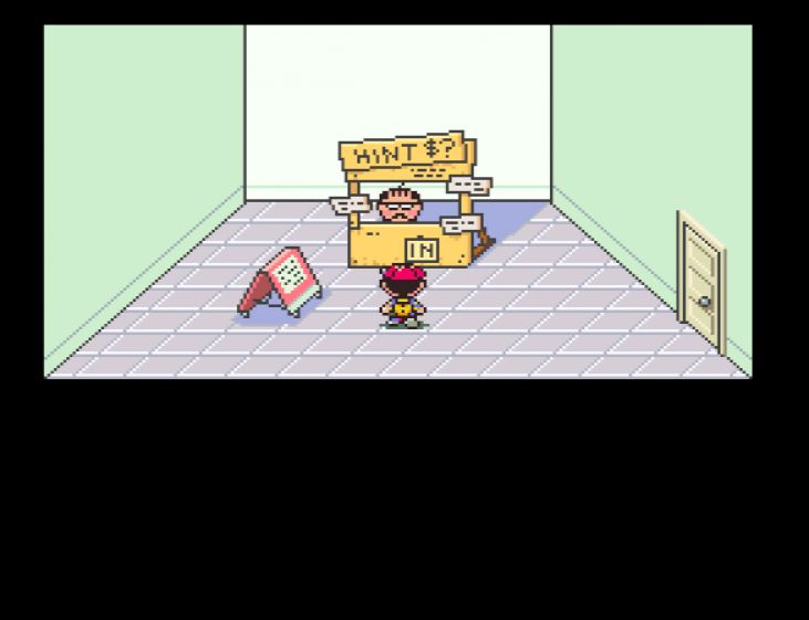Ness visits the Hint Man in Onett.