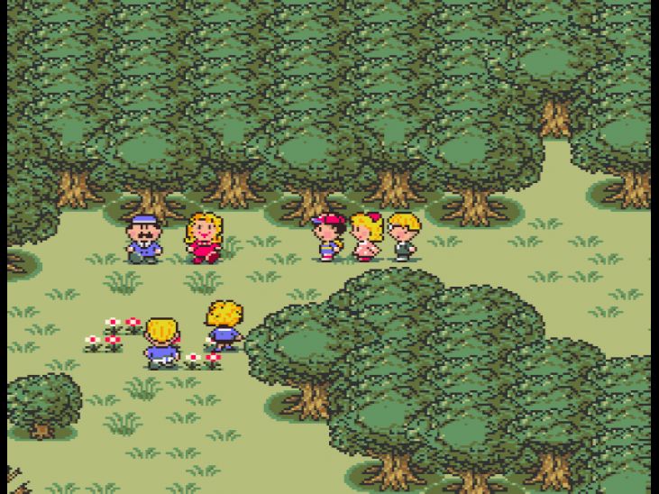 Residents of Threed have gathered to thank Ness and his friends for getting rid of the zombies. Residents of Threed have gathered to thank Ness and his friends for getting rid of the zombies.