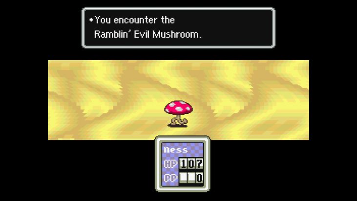 Read the stats and strategies for defeating the Ramblin' Evil Mushroom from EarthBound, a game by Shigesato Itoi for the Super NES. Read the stats and strategies for defeating the Ramblin' Evil Mushroom from EarthBound, a game by Shigesato Itoi for the Super NES.