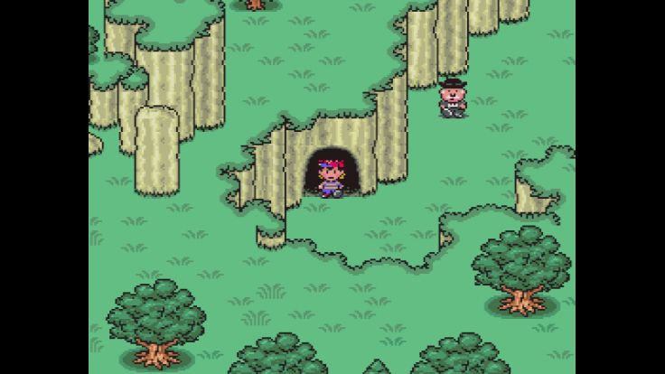 Ness and his friends arrive in the Grapefruit Falls area after passing through the graveyard tunnel.