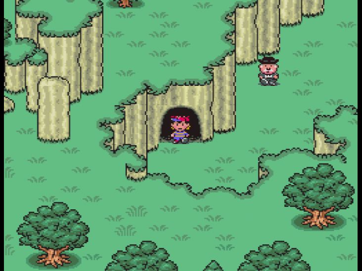 Ness and his friends arrive in the Grapefruit Falls area after passing through the graveyard tunnel.