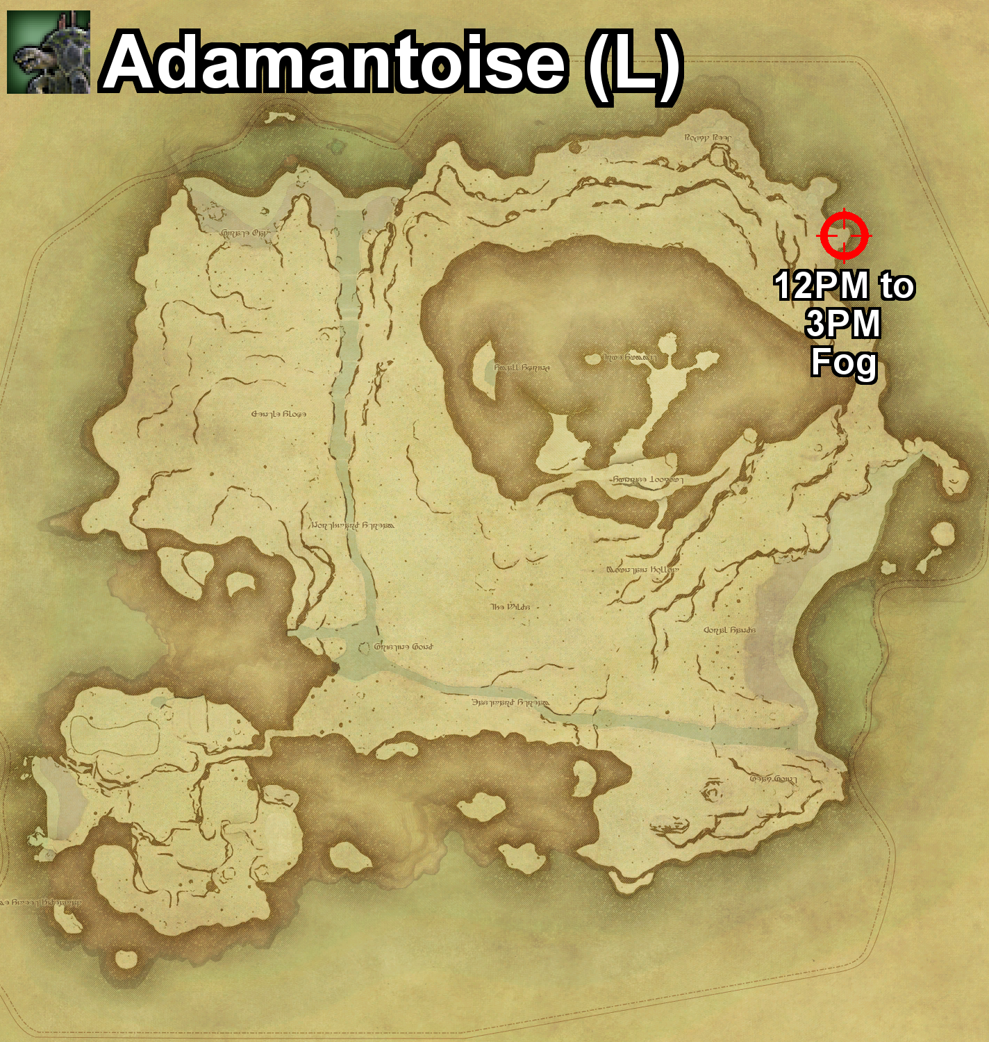The location where the Adamantoise can be found, and the required conditions, on Island Sanctuary in Final Fantasy XIV.