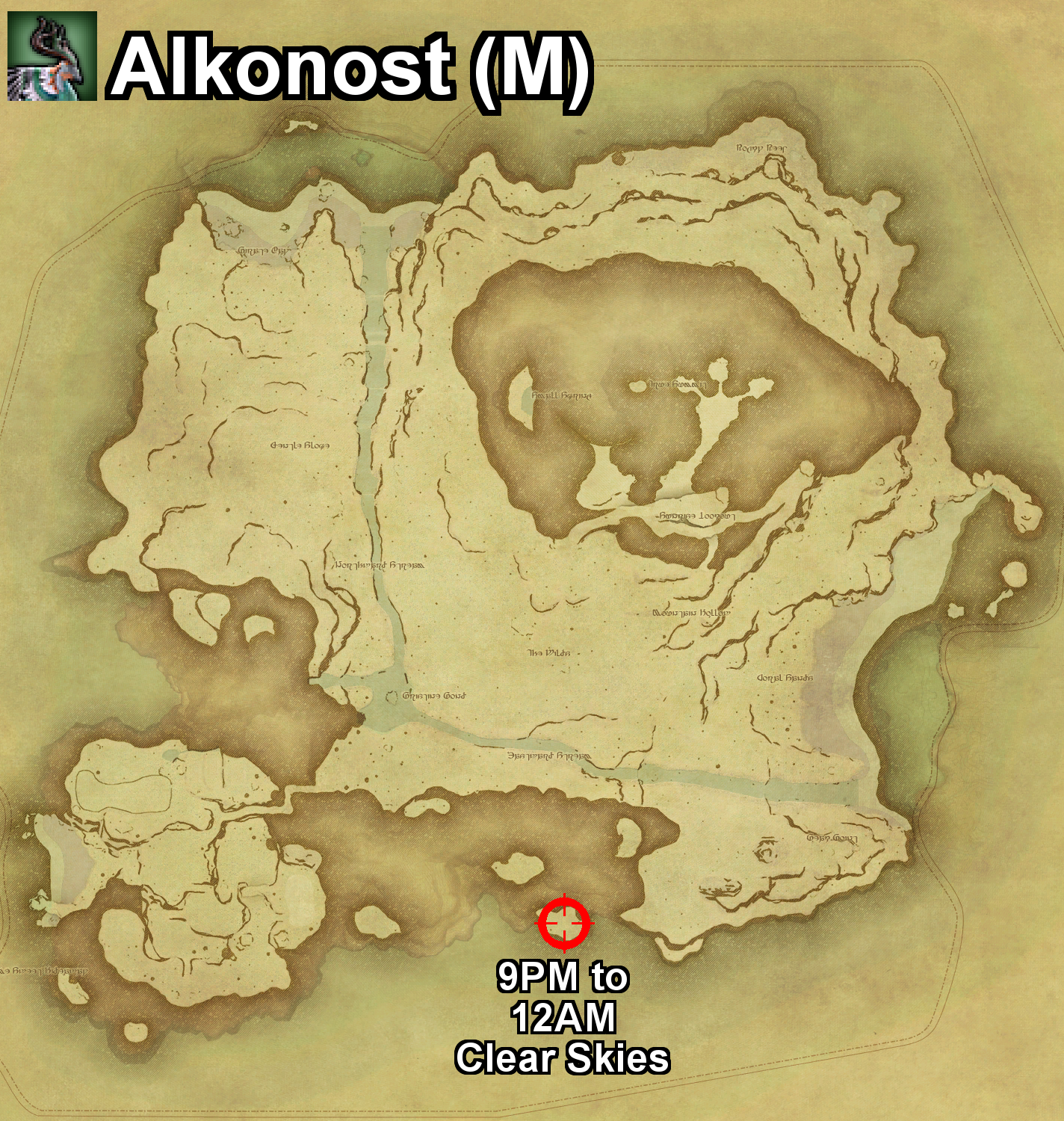 The location where the Alkonost can be found, and the required conditions, on Island Sanctuary in Final Fantasy XIV.
