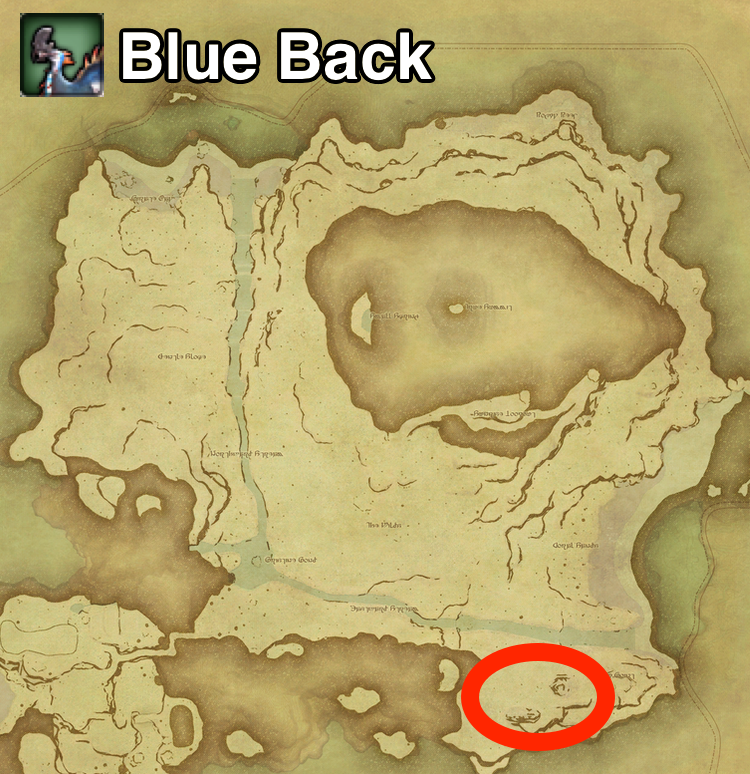 The locations where Blue Back can be found on Island Sanctuary in Final Fantasy XIV.
