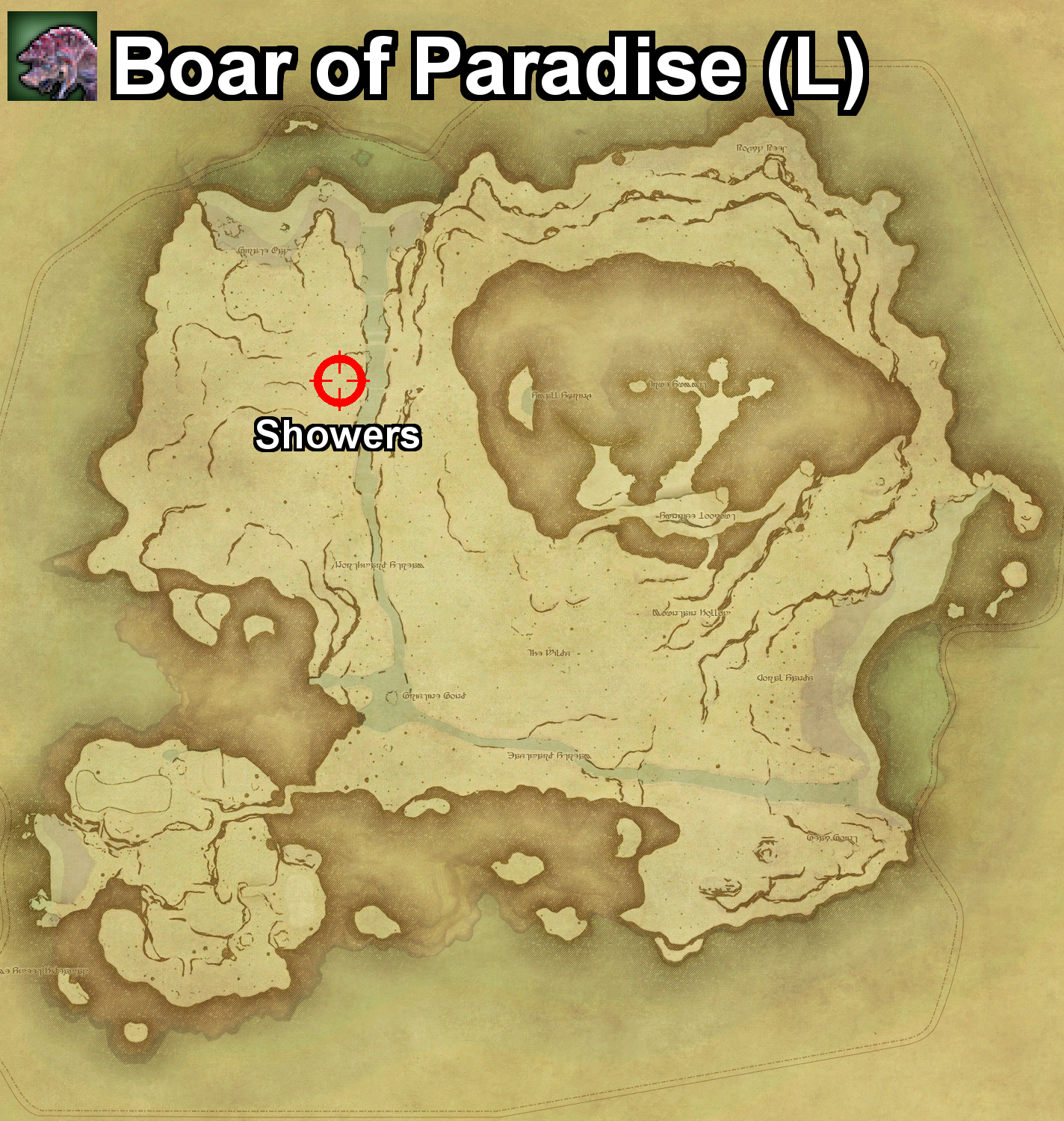 The location where the Boar of Paradise can be found, and the required conditions, on Island Sanctuary in Final Fantasy XIV.