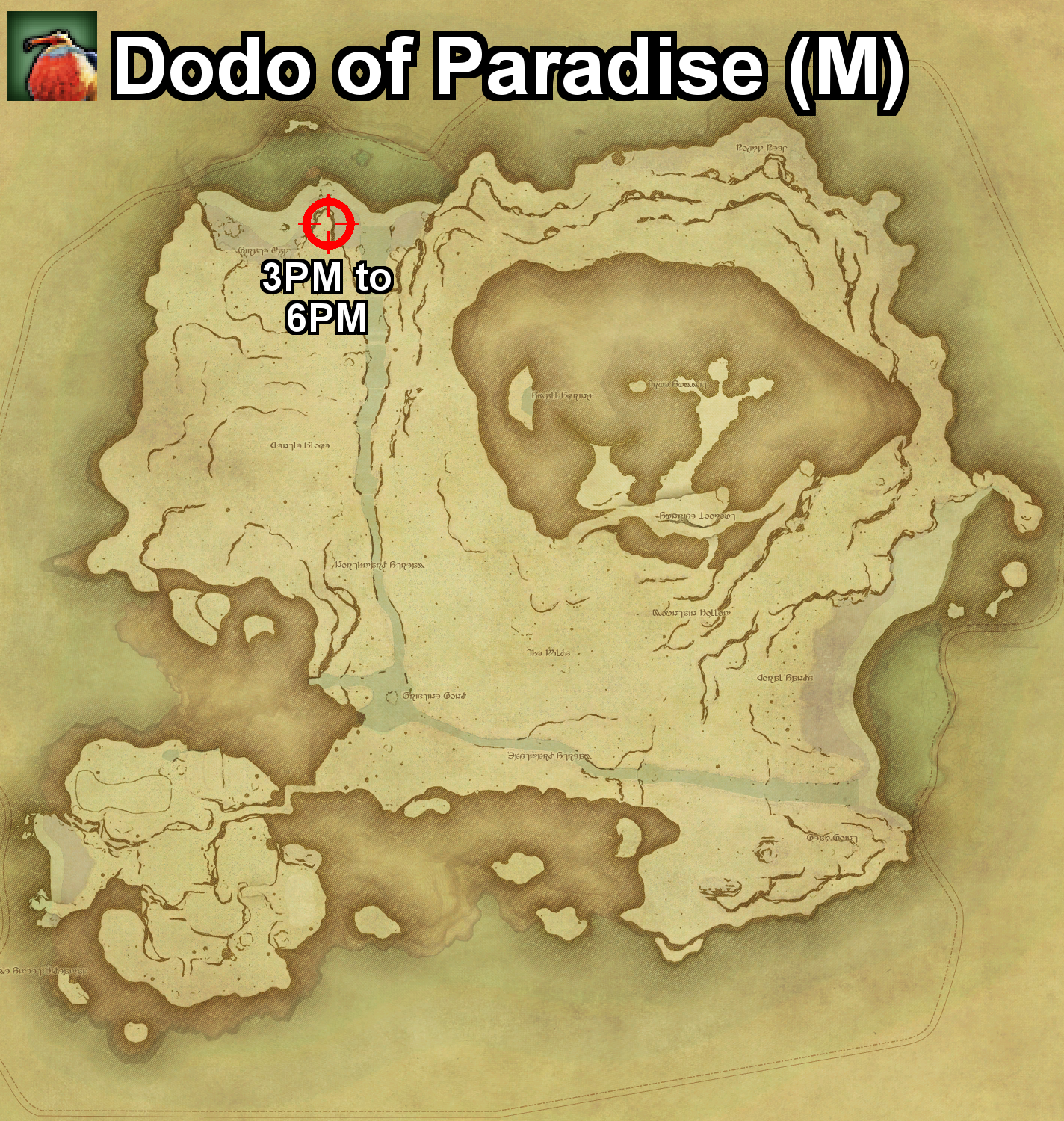 The location where the Dodo of Paradise can be found, and the required conditions, on Island Sanctuary in Final Fantasy XIV.