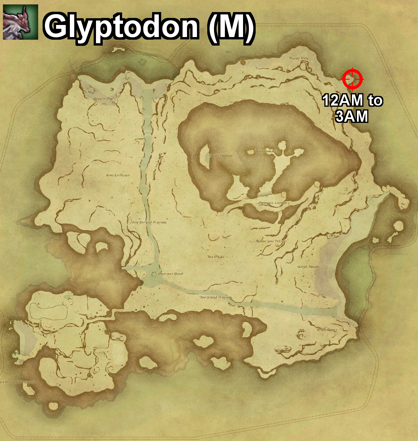 The location where the Glyptodon can be found, and the required conditions, on Island Sanctuary in Final Fantasy XIV.