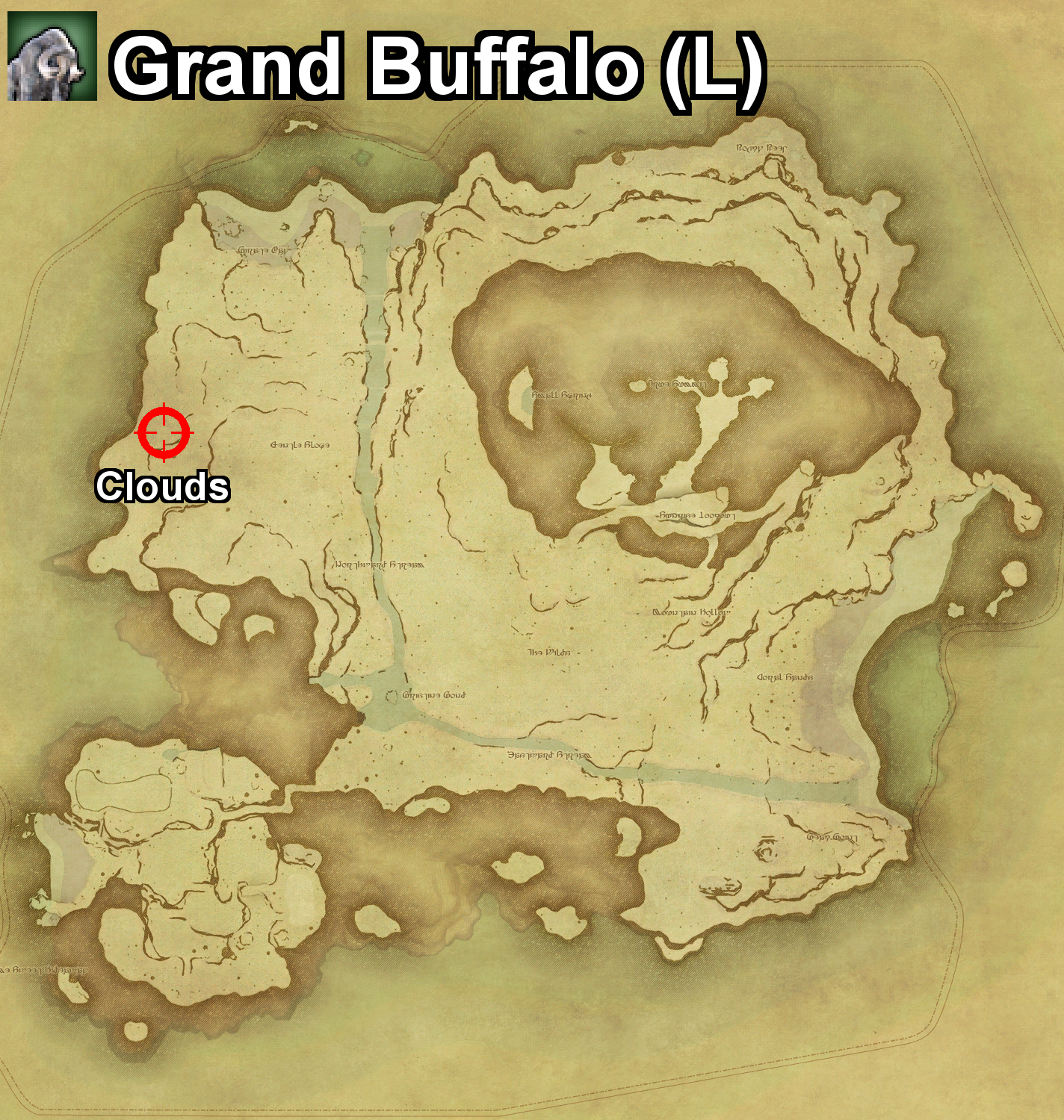 The location where the Grand Buffalo can be found, and the required conditions, on Island Sanctuary in Final Fantasy XIV.
