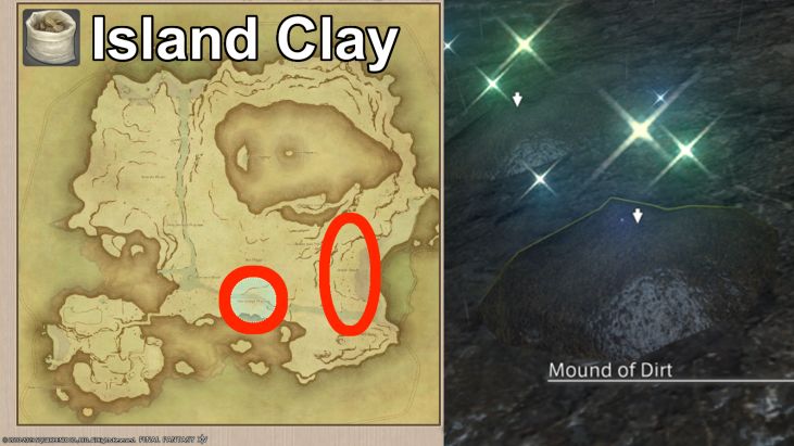 Map Location of Island Clay and picture of Mound of Dirt
