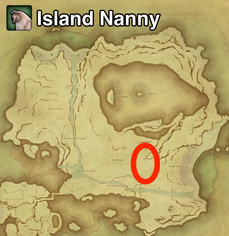 The locations where Island Nanny can be found on Island Sanctuary in Final Fantasy XIV.