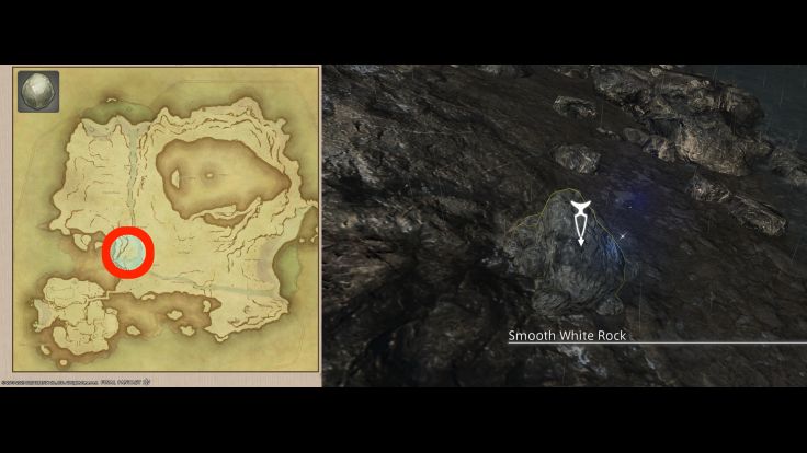 Map Location of Island Stones and picture of Smooth White Rock