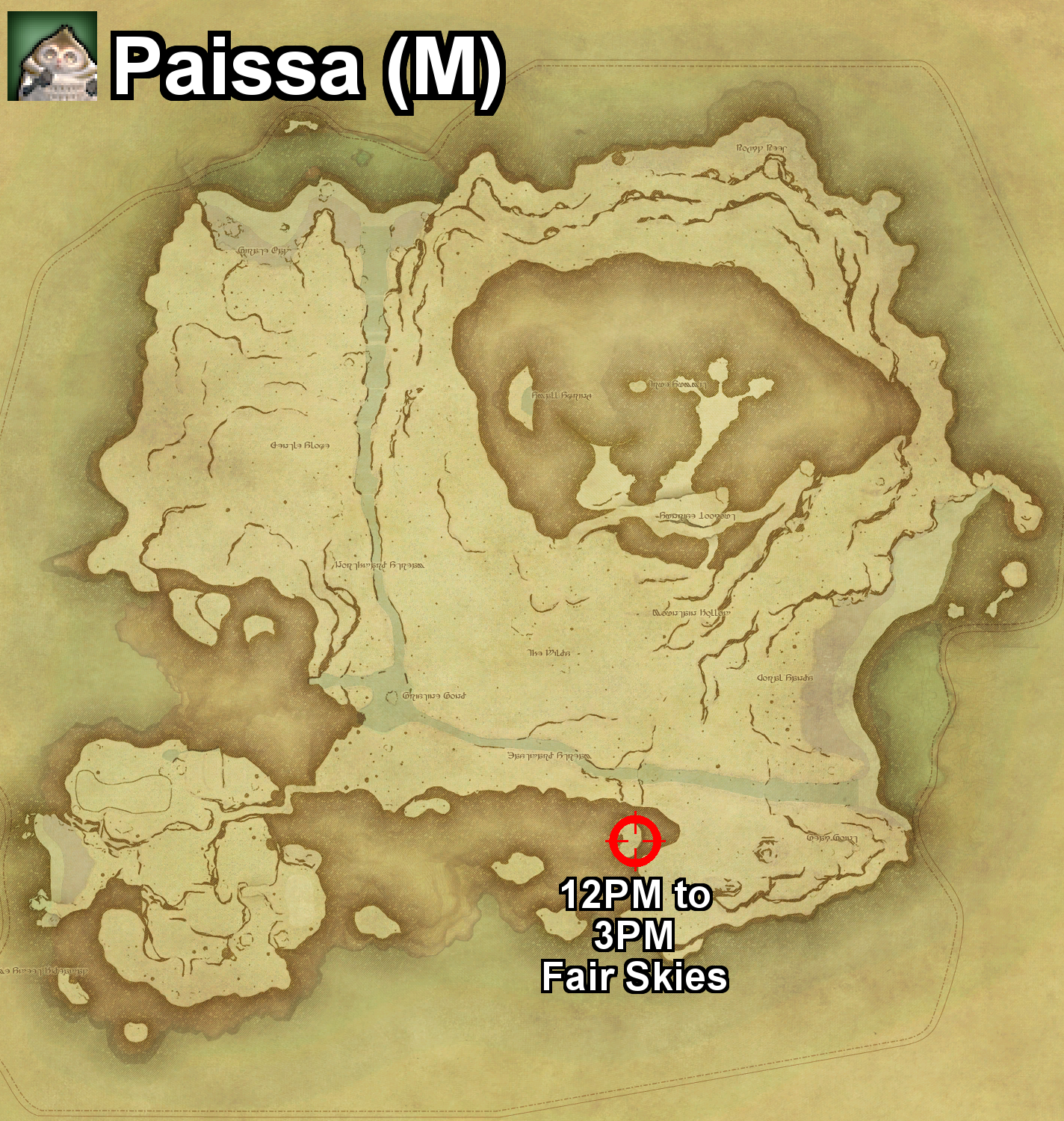 The location where the Paissa can be found, and the required conditions, on Island Sanctuary in Final Fantasy XIV.
