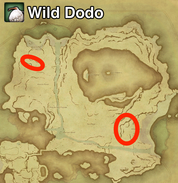 The locations where Wild Dodo can be found on Island Sanctuary in Final Fantasy XIV.