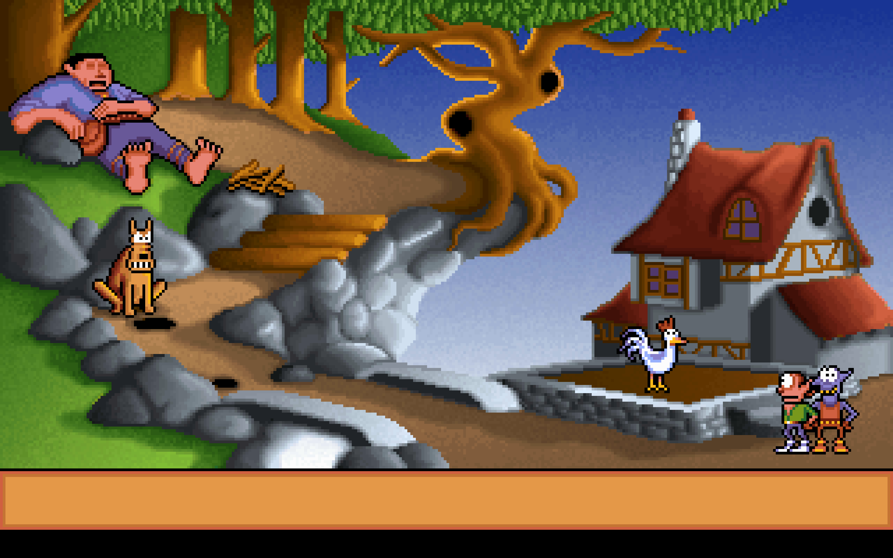 After the goblins get some food and wine, they can try to get past the giant who is blocking the path. After the goblins get some food and wine, they can try to get past the giant who is blocking the path.