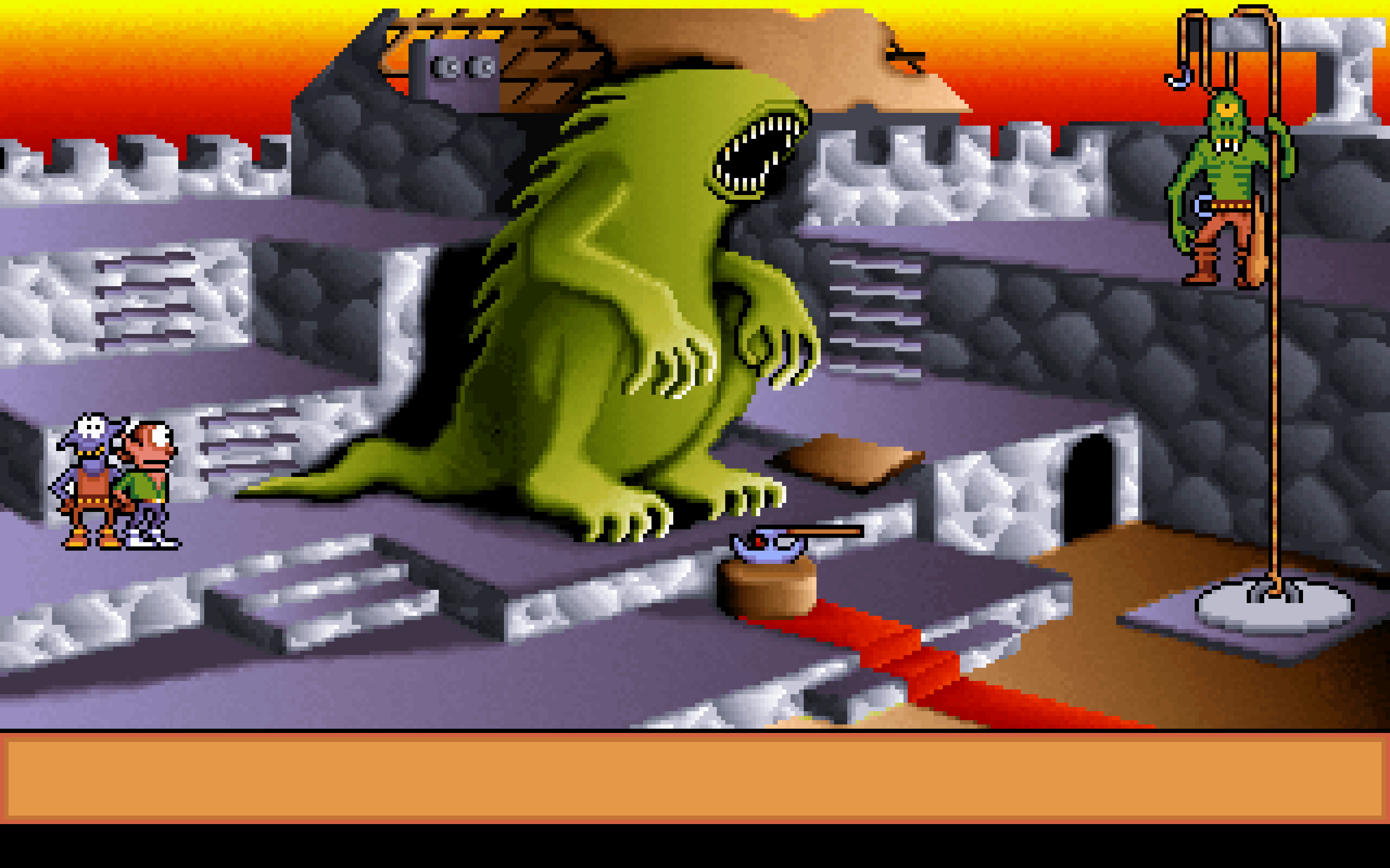 The goblins visit the well in the castle in the hopes of finding a way to make an imprint of the key in the courtyard. The goblins visit the well in the castle in the hopes of finding a way to make an imprint of the key in the courtyard.