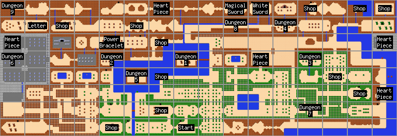 NES Legend of Zelda Overworld Map 