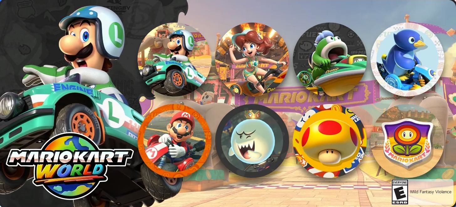 Mario Kart™ World (wave 2) icon elements on Nintendo Switch Online Preview image of Mario Kart™ World (wave 2) icon elements on Nintendo Switch Online