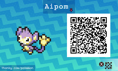 Aipom ♀ QR Code for Pokémon Sun and Moon QR Scanner