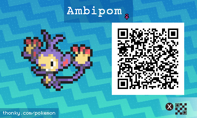 Ambipom ♀ QR Code for Pokémon Sun and Moon QR Scanner